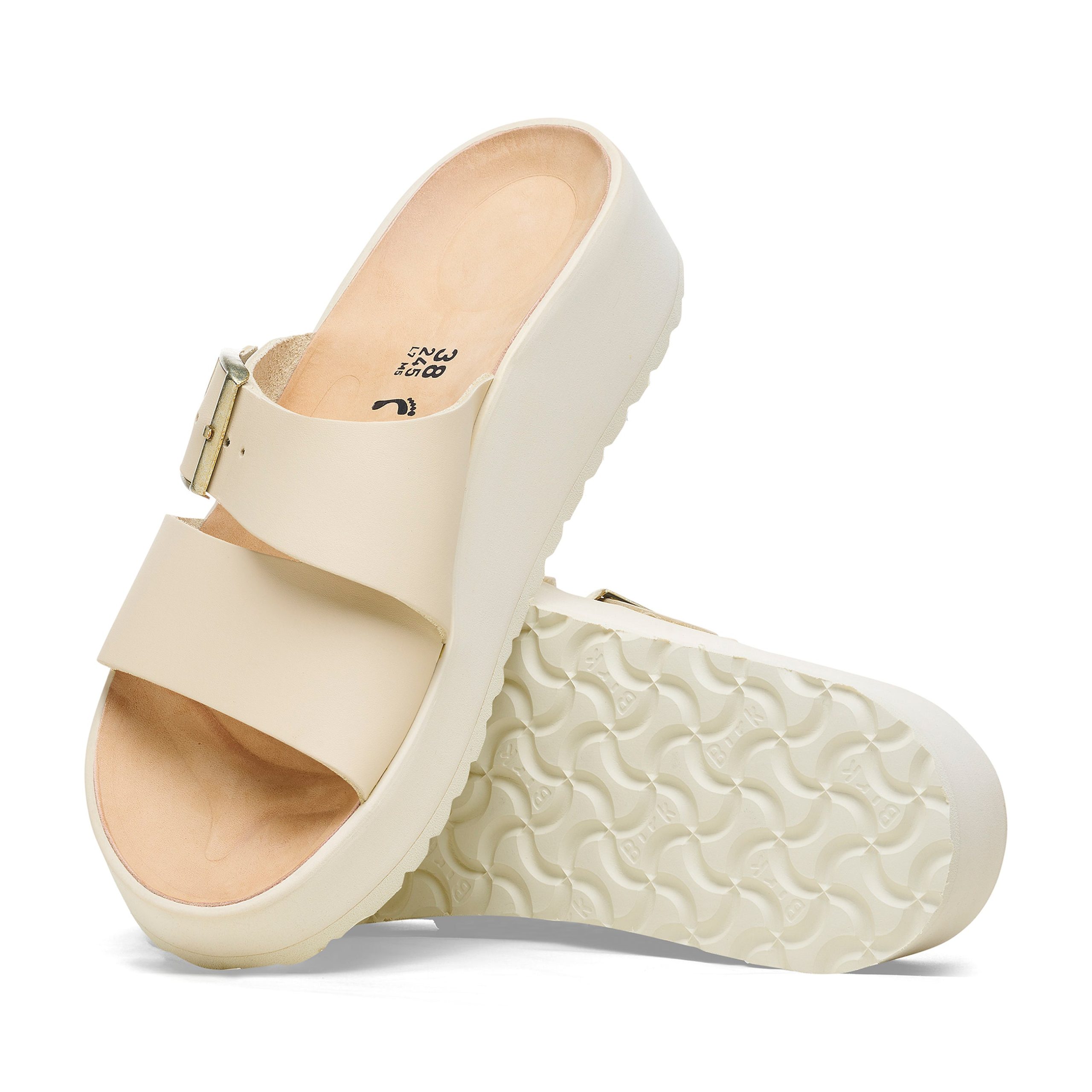 Almina Exquisite Platform Wedge Ecru Smooth Leather - Image 4