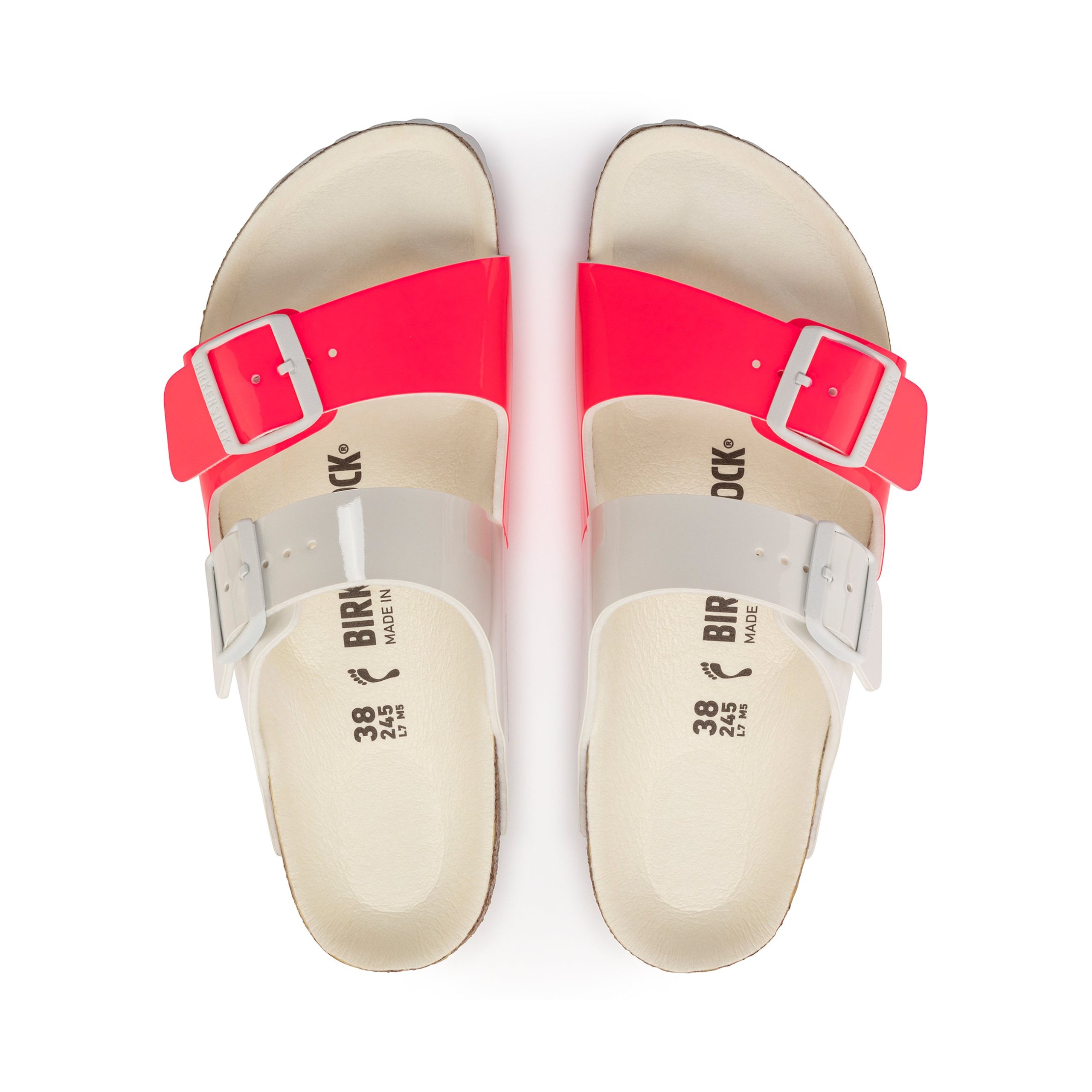 Arizona Vegan Split Neon Pink/White Birko-Flor Patent - Image 3